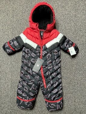 Spyder Infant 6/9M Bunting Snowsuit Salsa Red Logo Print Sherpa Hood NWT